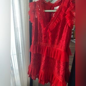 Adelyn Rae Red Lace Mini Sheath Dress